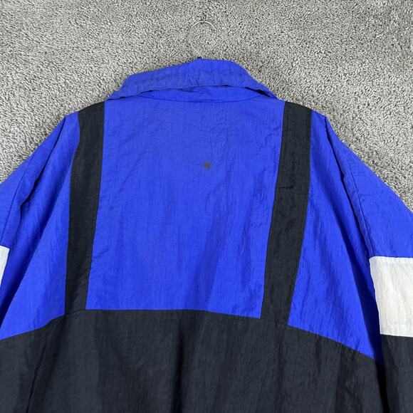 Vintage Adidas Jacket Mens XL Blue Black Anorak Quarter Zip Made Hong Kong 90s - Picture 10 of 16
